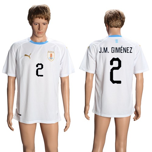 Uruguay #2 J.M.Gimenez Away Soccer Country Jersey - Click Image to Close